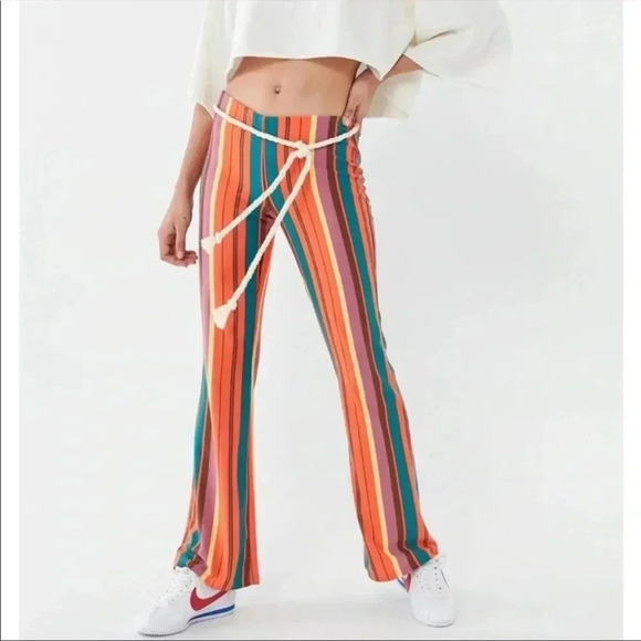 4/$25 Urban Outfitters Bali Flare Leg Striped Pants Sz XS - Picture 1 of 7